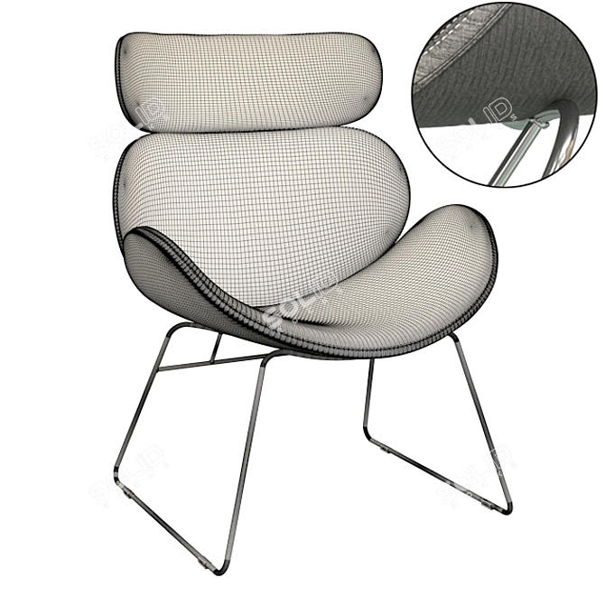 Modern Grey Armchair Montola 3D model image 3