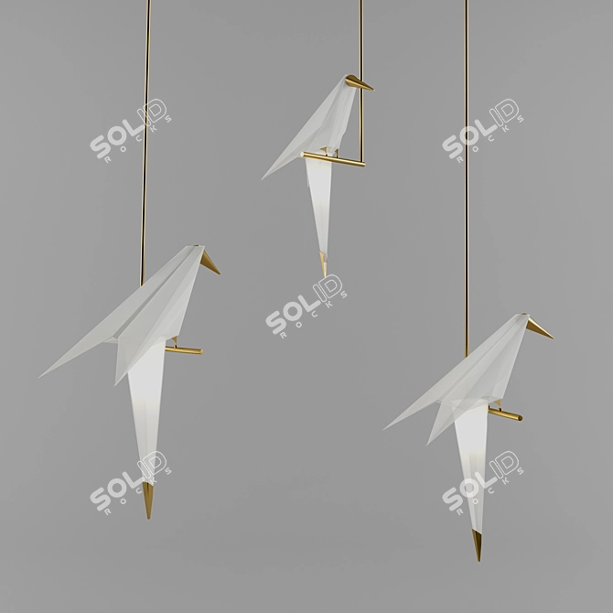 3D Origami Bird Light 3D model image 1