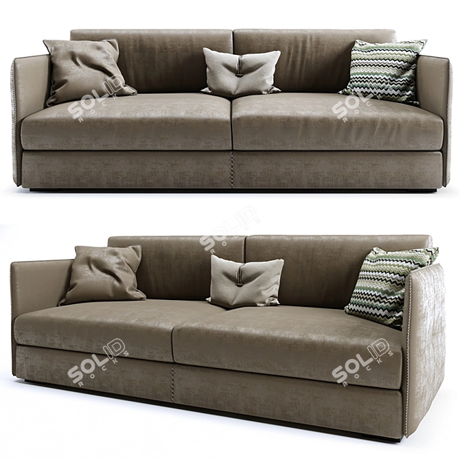Gamma Alfred Leather Sofa 3D model image 1