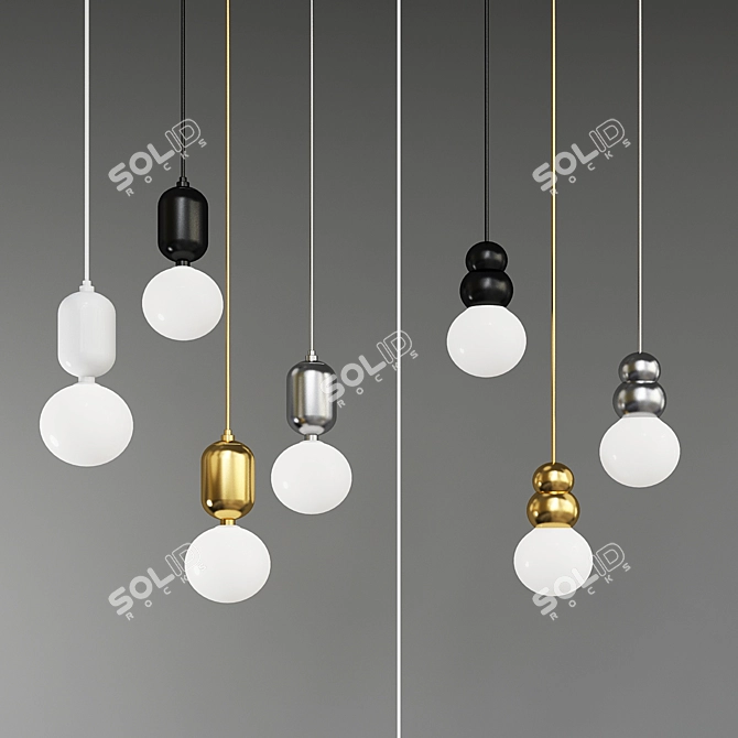 Elegant Glass Ball Pendant Lights 3D model image 1