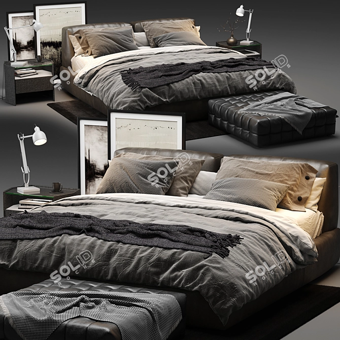 Elegance personified: Poliform Bolton Bed 3D model image 2