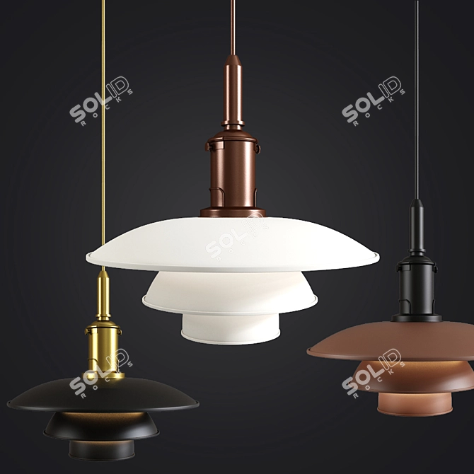 Vibrant Colored Louis Poulsen Pendant Lamp 3D model image 1