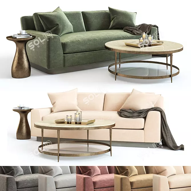 Baker Laguna Sofa Set: Elegant and Detailed 3D model image 1