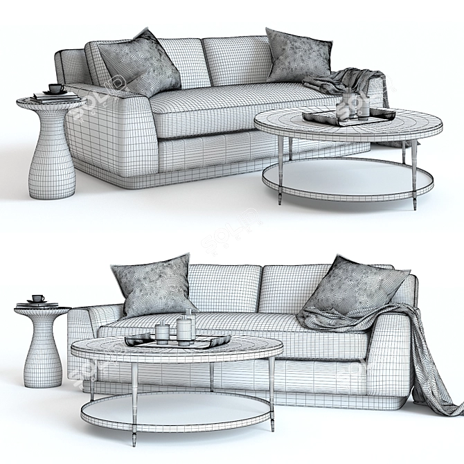 Baker Laguna Sofa Set: Elegant and Detailed 3D model image 3