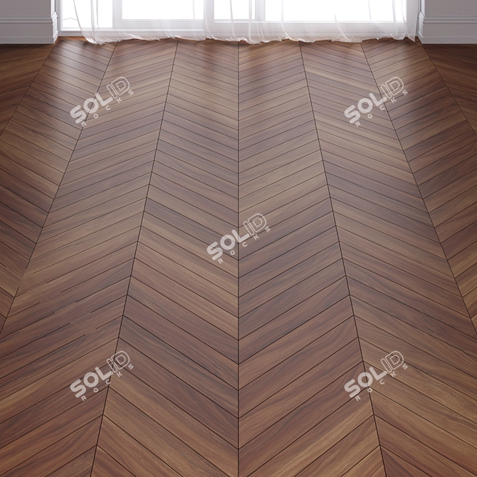 Brown Teak Wood Parquet - 3 Types 3D model image 1