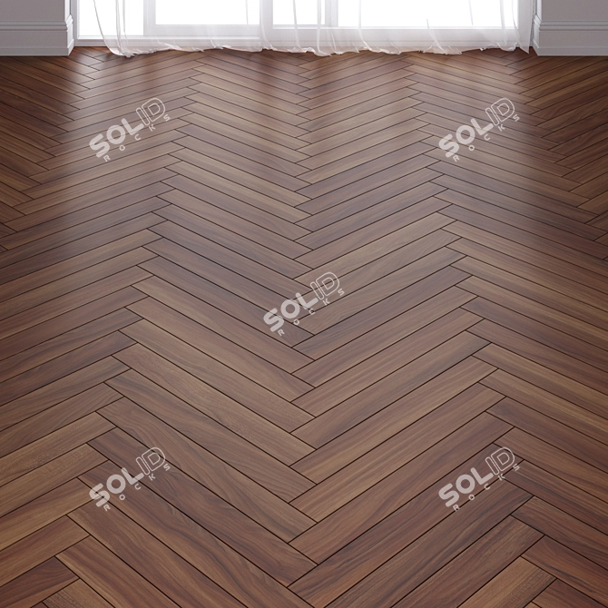 Brown Teak Wood Parquet - 3 Types 3D model image 2