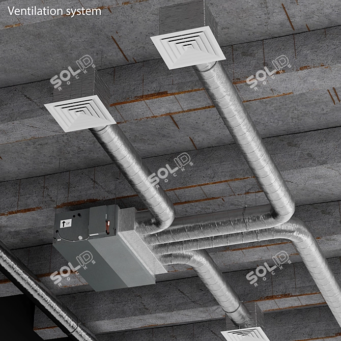 Sleek Ceiling Ventilation System 3D model image 1