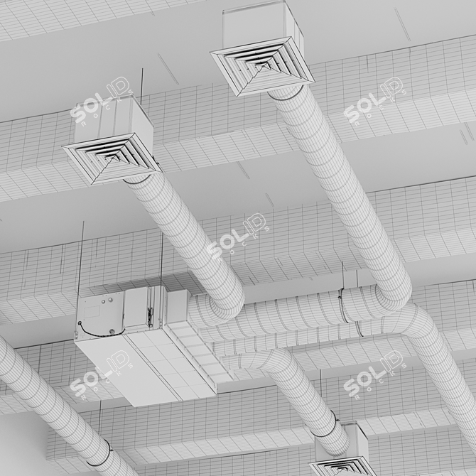 Sleek Ceiling Ventilation System 3D model image 2