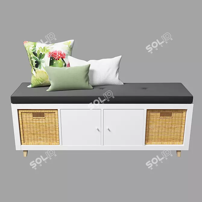 Stylish Storage Bench - Ikea Kallax 3D model image 1