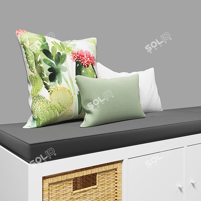 Stylish Storage Bench - Ikea Kallax 3D model image 2