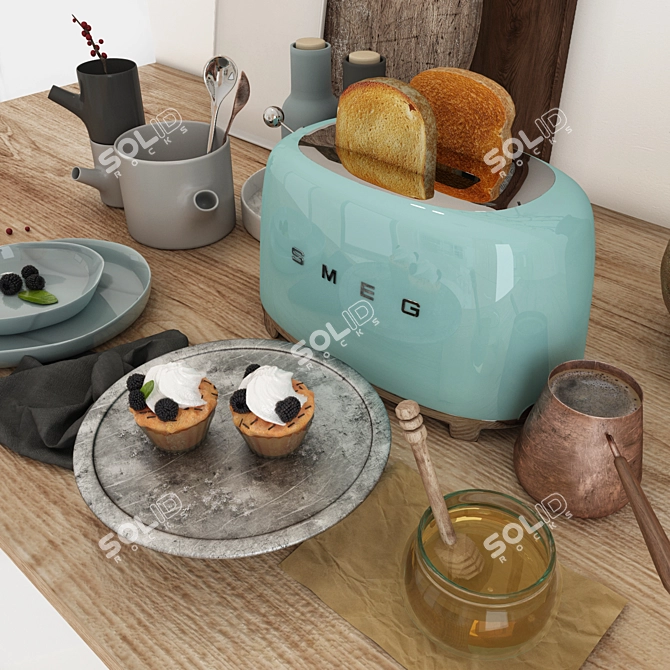 Kitchen Delight: Smeg Toaster, Ethnic Cookware, Branch Pitcher 3D model image 2