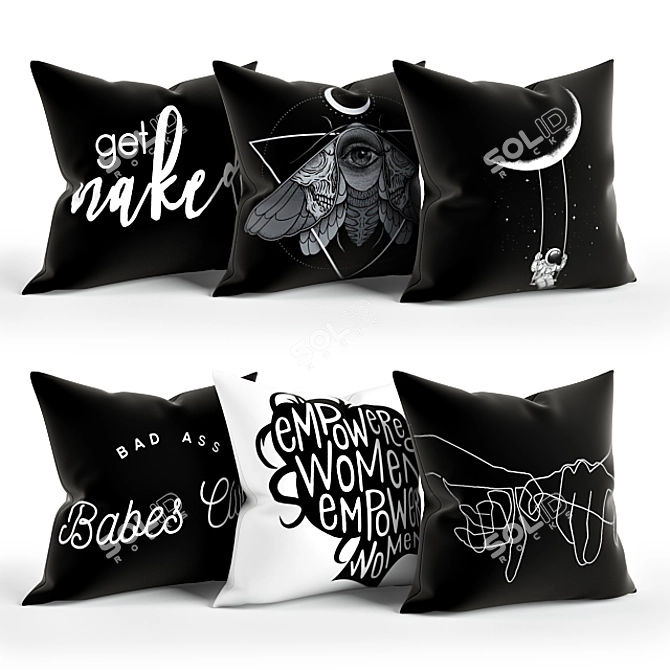 Monochrome Pillow Set 3D model image 1