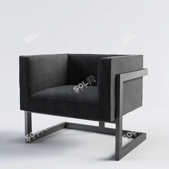 Elegant Eichholtz Mendoza Chair: Black Velvet Lux 3D model image 2