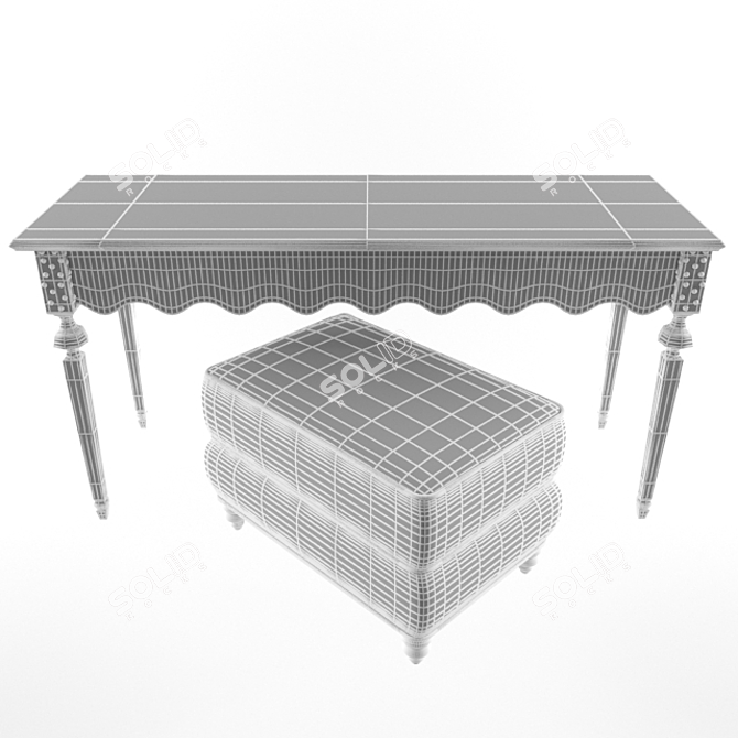 Courtly Stripe Console & Musette Ottoman 3D model image 2