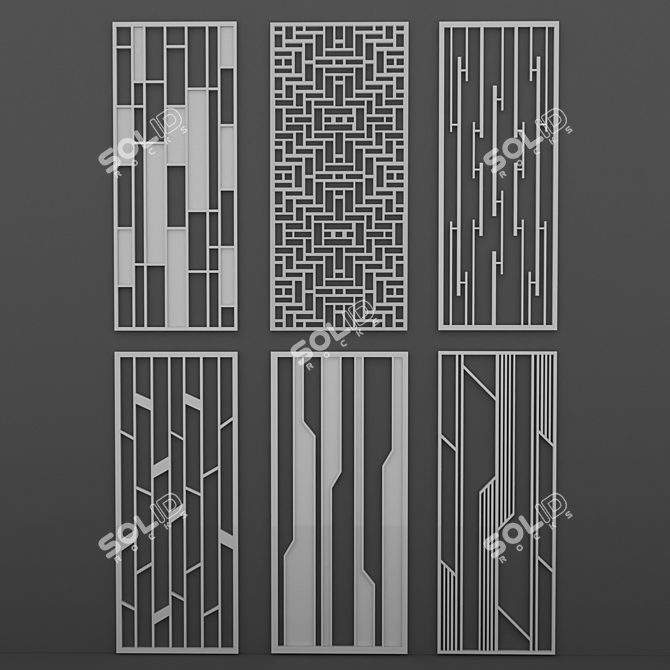 Modern Brass Decorative Panels - Set of 6 3D model image 2