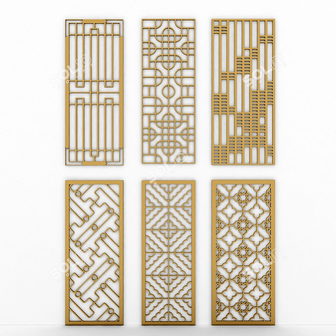 Elegant Brass Decorative Panels 3D model image 1