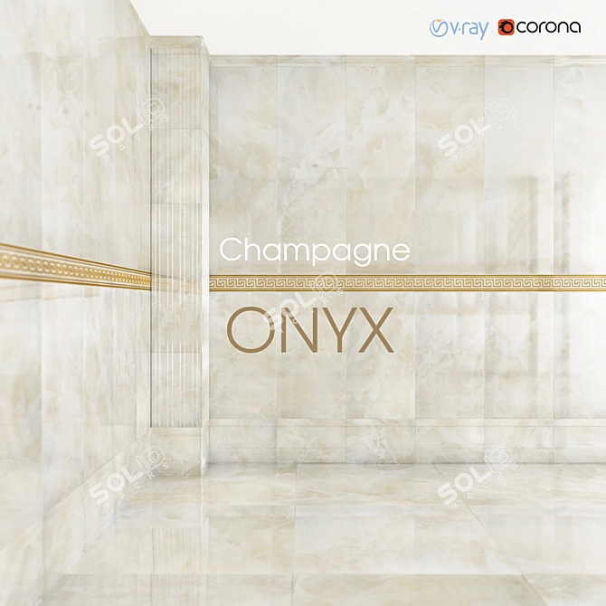 Atlas Concorde Champagne Onyx: Luxury Ceramic Tiles 3D model image 1