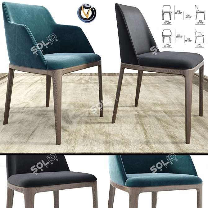 Poliform Grace Duo: Elegant Dining Chair Set 3D model image 1