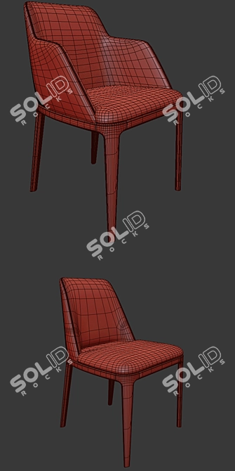 Poliform Grace Duo: Elegant Dining Chair Set 3D model image 2