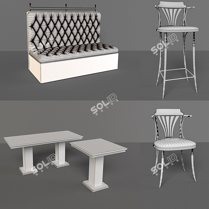 Versatile Furniture Set: Sofa, Chairs, Tables 3D model image 2