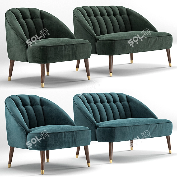 Margot Collection: Stylish Sofa & Armchair 3D model image 1