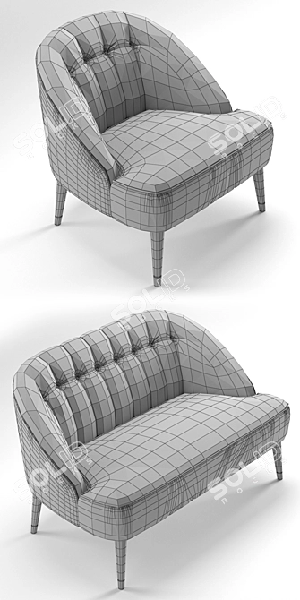 Margot Collection: Stylish Sofa & Armchair 3D model image 3