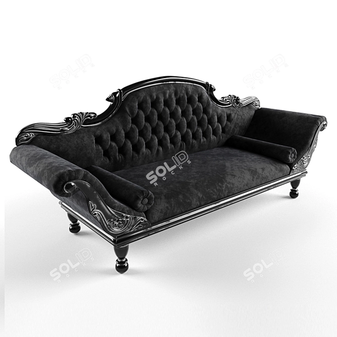 Luxury Colonial Black Silver Chaise Longue 3D model image 1