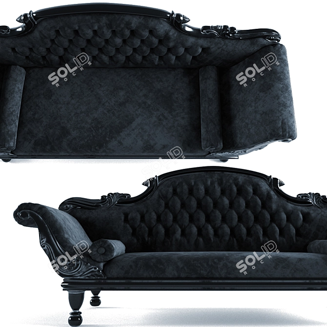 Luxury Colonial Black Silver Chaise Longue 3D model image 2