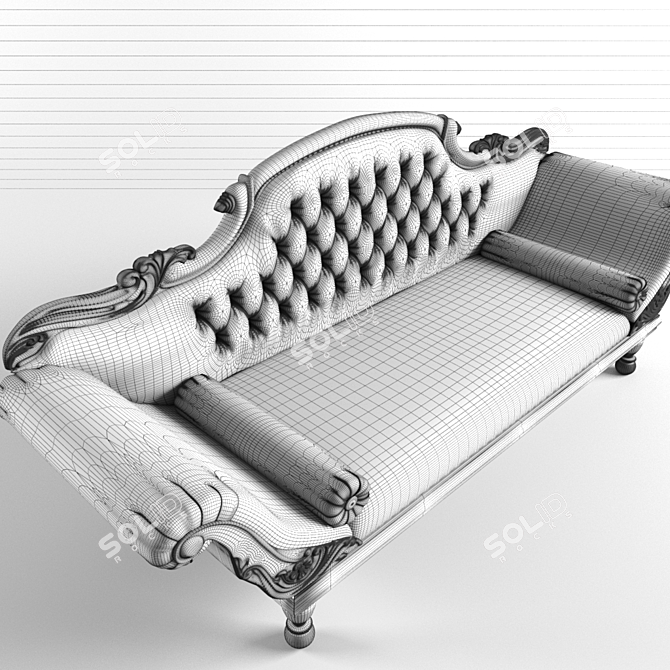 Luxury Colonial Black Silver Chaise Longue 3D model image 3