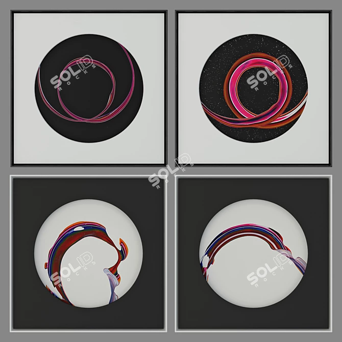 Contemporary Abstract Art Set 3D model image 1