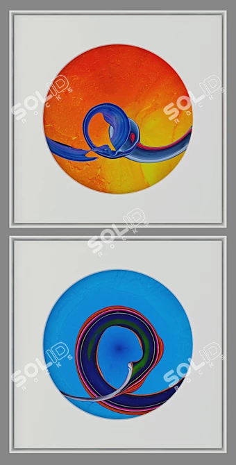 Contemporary Abstract Art Set 3D model image 3