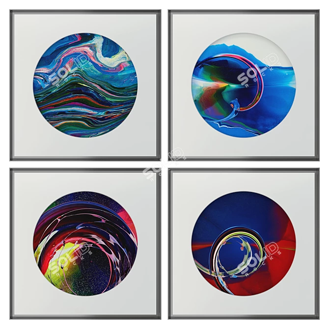 Contemporary Abstract Art Set - 6 Canvas Paintings 3D model image 1