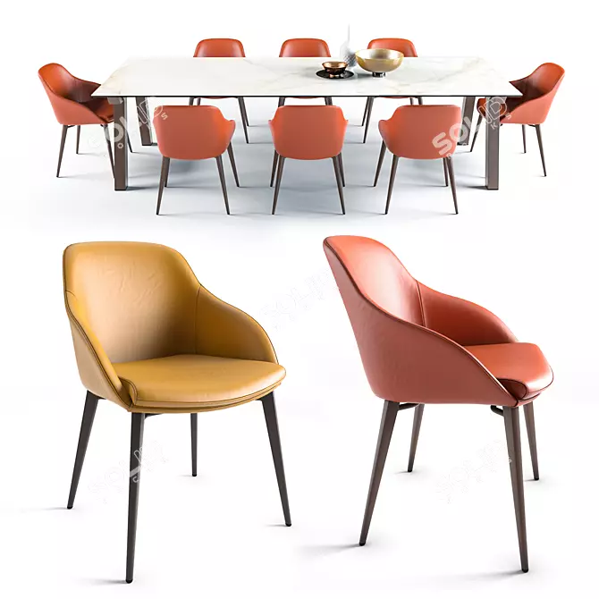 Modern Chic Galera Chair Set 3D model image 1