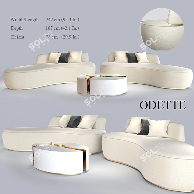 Elegant Odette Sofa: Luxurious Design 3D model image 1