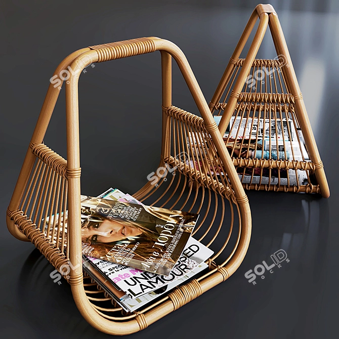 Rattan Journals Set & Stand: Natural Elegance! 3D model image 1