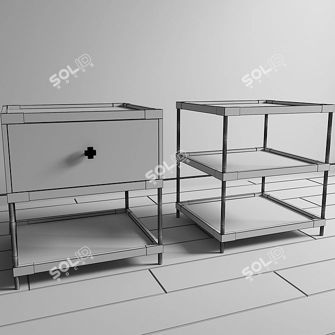 Modern Metal Plywood Tumba 3D model image 3