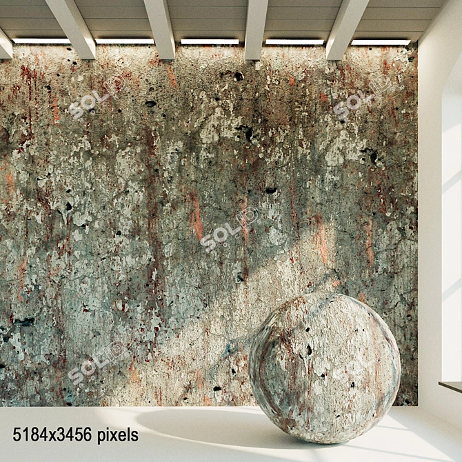 Aged Concrete Wall Texture 3D model image 1