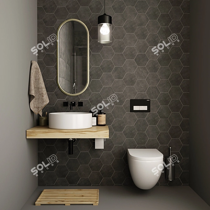 Modern Bathroom Shelving Unit 3D model image 1