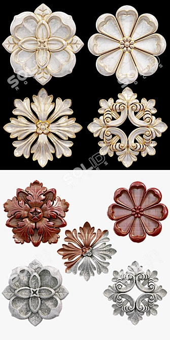 Elegant Wall Rosettes: Decorative Ornament in 5 Styles 3D model image 2