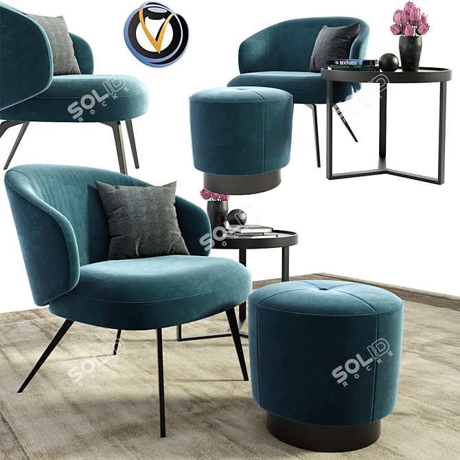 Elegant Lema Bice Armchair Set 3D model image 1