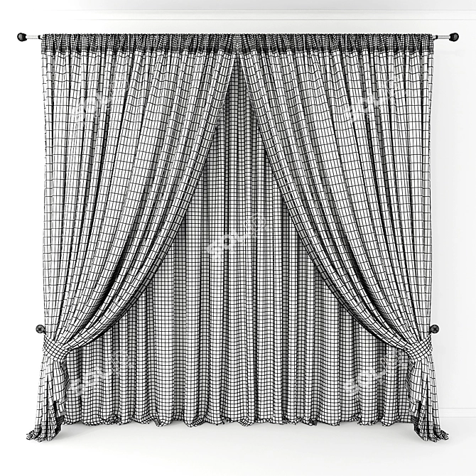 Elegant Sheer Window Curtains 3D model image 2