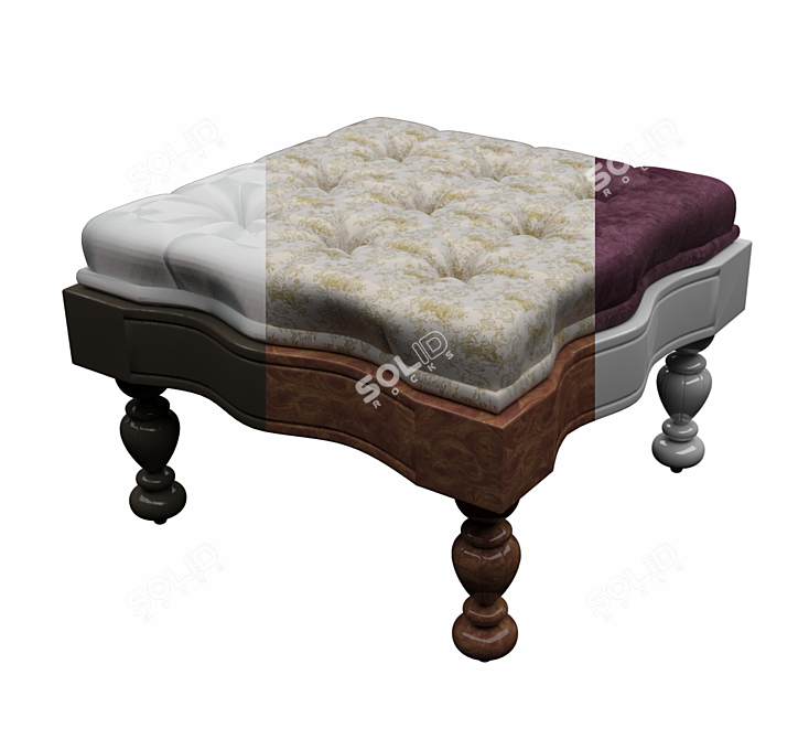 Victorian Style Textured Pouf 3D model image 1