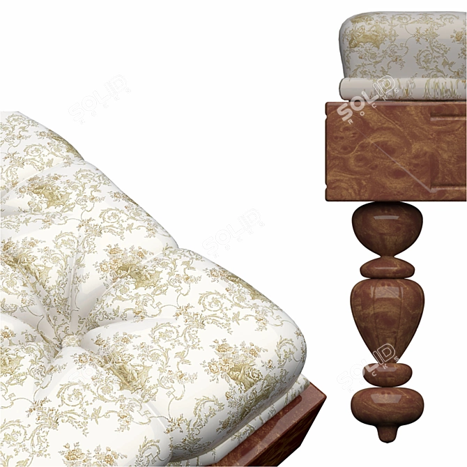 Victorian Style Textured Pouf 3D model image 2