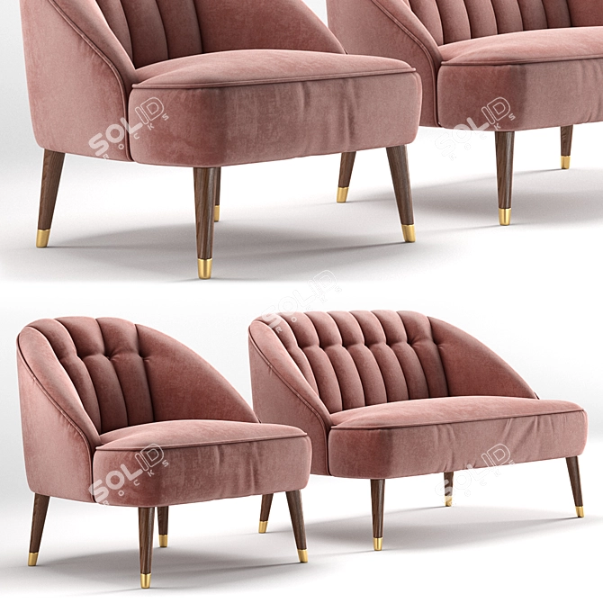 Modern Margot Sofa & Armchair Set 3D model image 1