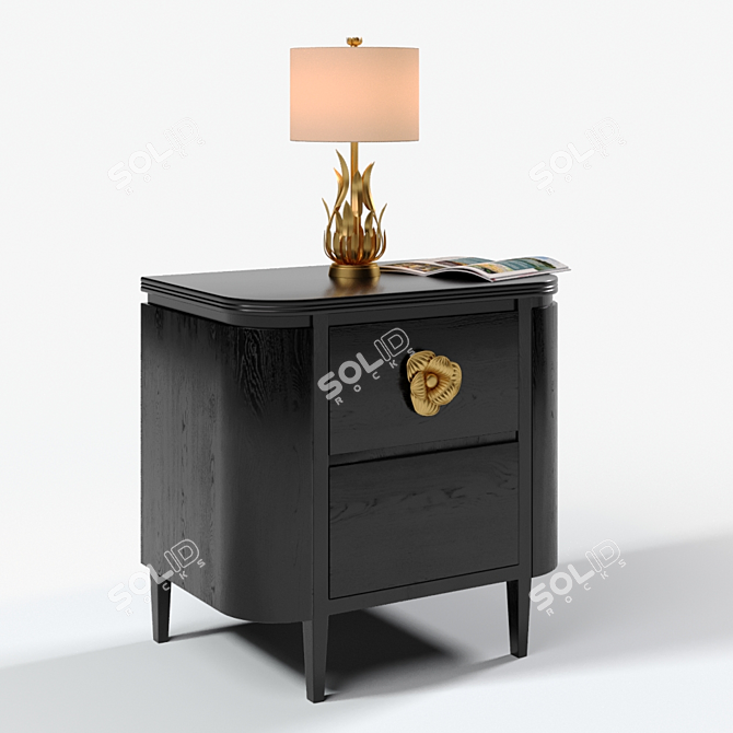 Elegance in Bloom: Briallen Nightstand & Longleaf Table Lamp 3D model image 1