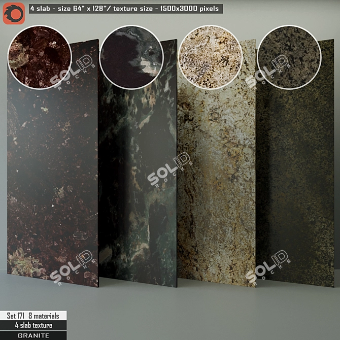 Luxury Granite Slab Set 3D model image 1