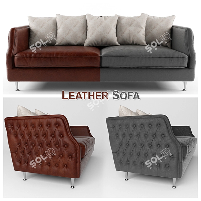 Luxury Leather Sofa 3D model image 1