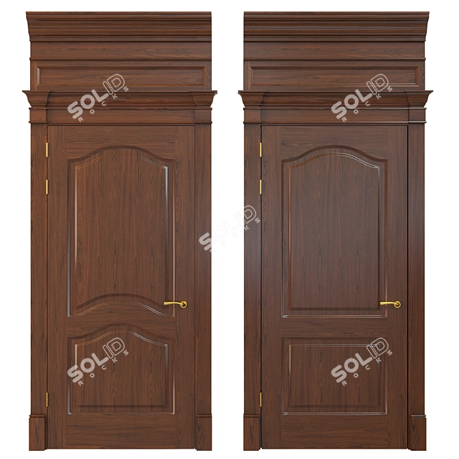 Title: 900mm Paneled Door with Textured UVW Unwrapping 3D model image 1