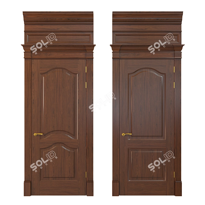 Title: 800mm Wooden Panel Doors - Textured UVW, Available in Various Models 3D model image 1