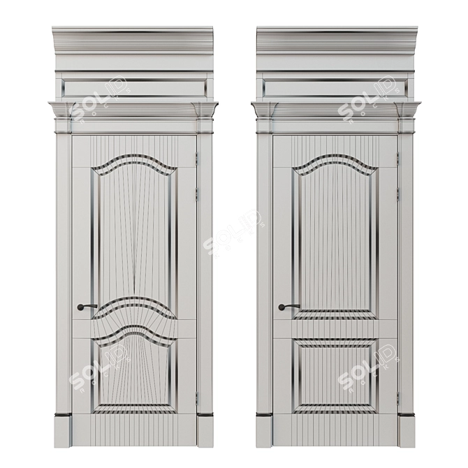 Title: 800mm Wooden Panel Doors - Textured UVW, Available in Various Models 3D model image 2